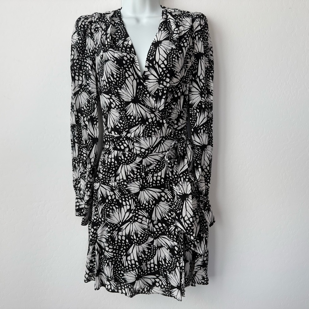 The Kooples Messy Butterfly Print Wrap Dress
